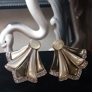 SWAVORSKI CRYSTAL & LUCITE ART DECO STYLE EARRINGS c1988-98 Butler